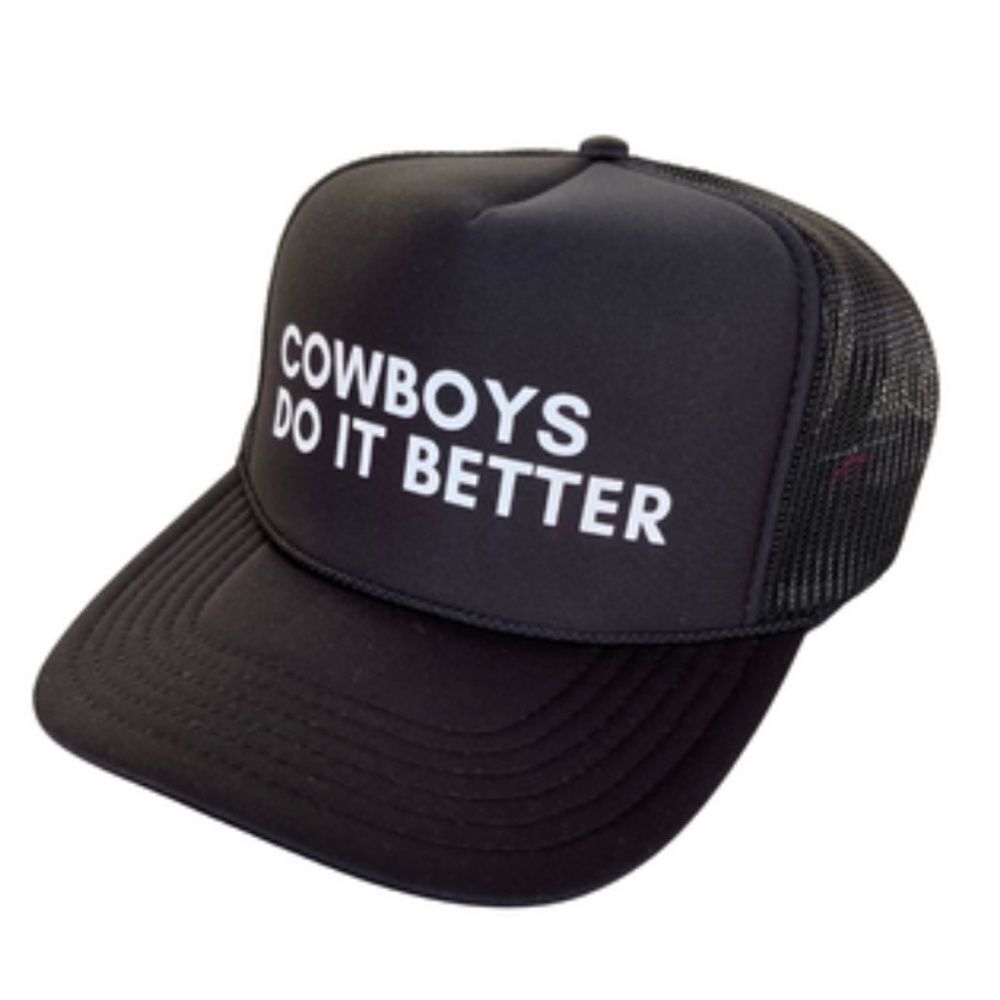 Black & White Trucker Hat Snap Back Mesh Back NEW Tags - Cowboys Do It Better